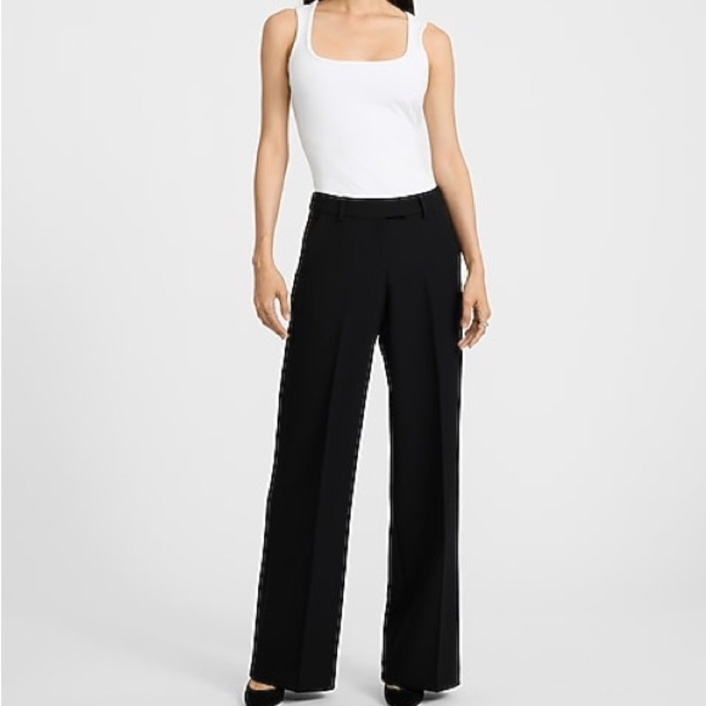 Express Black Editor Studio Stretch Twill Mid Rise Trouser Size 6R Like New